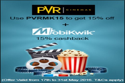 India Desire : PVR Mobikwik Cashback Offer: Flat 15% Cashback At PVR Cinemas Via Mobikwik Wallet